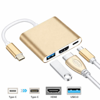 4K HDMI USB-C Hub Adapter 3-in-1 USB 3.0 Typ-C auf HDMI Splitter für MacBook