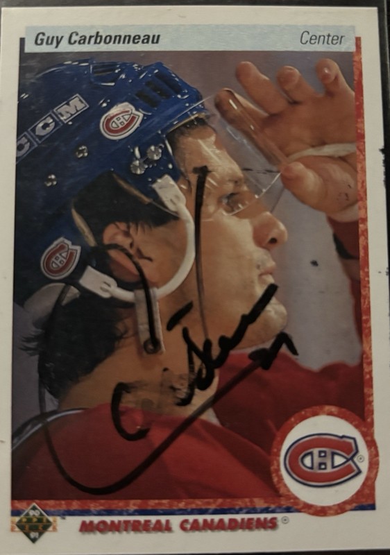 Guy Carbonneau Montreal Canadiens autographed card (1990-91 Upper Deck #188)
