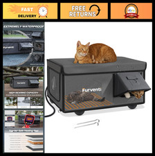 Heated Outdoor Cat House - Insulated Weatherproof Shelter for Stray Cats, 25.6"x