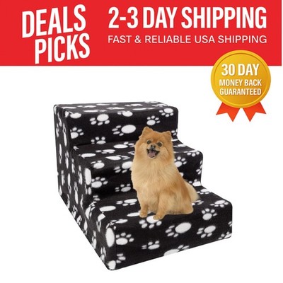 Compact Non-Slip Pet Stairs   3 Steps for Small Medium Dogs/Cats, Easy Clean
