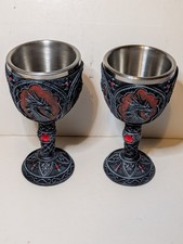Royal Dragon Set Of 2 Gothic Medieval Chalice...