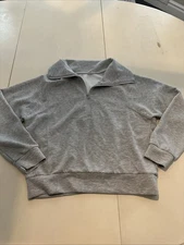 491. Anrabess Gray 1/2 Zip Sweatshirt Oversized M Stretch
