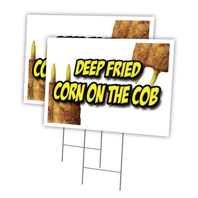 Deep Fried Corn On Cob Multi-Pack of Yard Signs & Stake plastic coroplast window