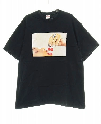 Supreme 20SS CHERRIES TEE NOIR L cerise photo t shirt manches courtes coupe couture bl