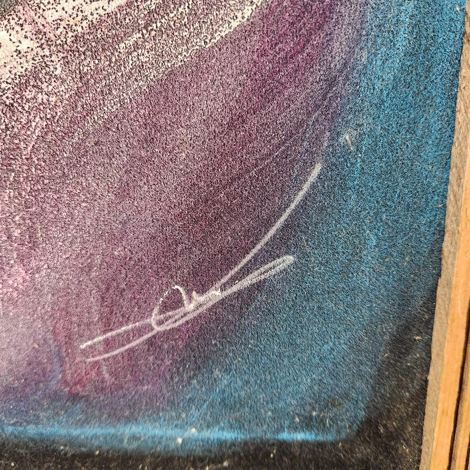 Original Unicorn Portrait Painting Signed Framed Fantasy Purple on Black Canvas - Image 2 of 4