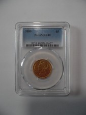 1880 $5 LIBERTY GOLD HALF EAGLE PCGS XF40
