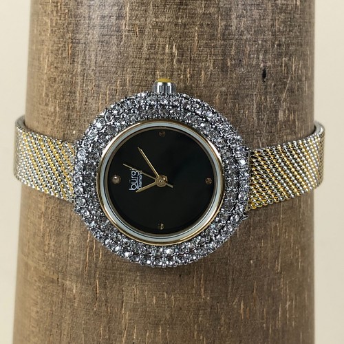 Burgi Women BUR236TTG Dress Pave Two Tone Milanese Band Quartz 28mm Watch 7 1/4" - Picture 2 of 11