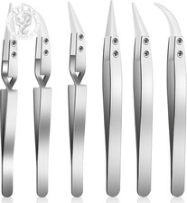 6 Pcs Precision Reverse Ceramic Tweezers Set, Non-Conductive Heat-Resistant Elec