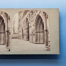Lichfield Stereoview C1855 Real Photo Staffordshire Cathedral West Front Masonry