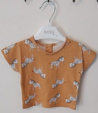 Matalan T-Shirt Top Newborn Baby Girls Mustard Zebra 100% Cotton Short Sleeve