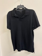 Calvin Klein Short Sleeve Classic Fit Smooth Black Polo Shirt Sz M Men's