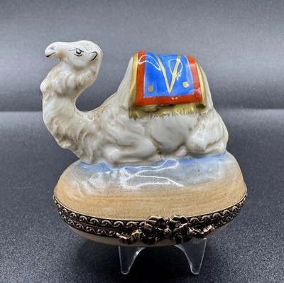 Limoges France Colorful Camel Porcelain Peint Main Arabian Desert Trinket Box