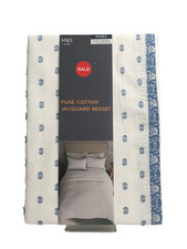 M&S Home Pure Cotton Jacquard Bedset Blue Mix Jacquard Dobby Double New