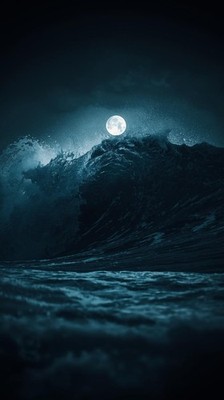 Moonlit Ocean Wave Phone Wallpaper 4K iPhone Dark Sea Background HD