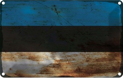 Blechschild 12x18 cm Estland Estonia Rost Flagge Fahne Wappen Deko Geschenk Meta