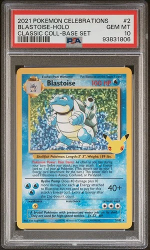 🔥 Pokemon Card Blastoise Holo 2 PSA 10 Celebrations Classic Collection
