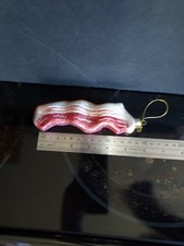 Thick Slice of Bacon Glitter Glass Christmas Tree Ornament