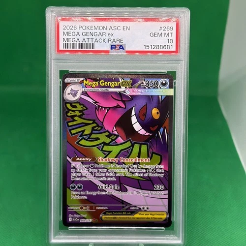 2026 POKEMON ASC EN-ASCENDED HEROES MEGA ATTACK RARE #269 MEGA GENGAR EX PSA 10