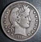 1912-P  LIBERTY HEAD BARBER QUARTER - VF VERY FINE