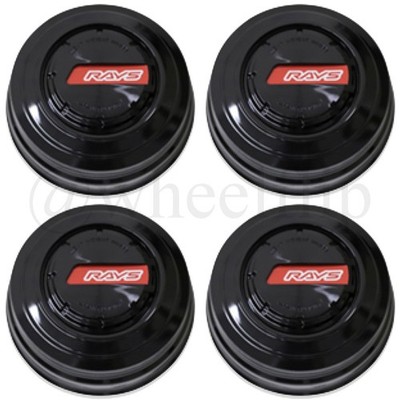 (set of 4) Rays Gram Lights LPS Center Caps Red/Black fits TE37XT / 57DR-X