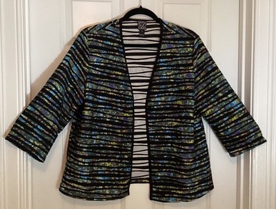 Clara Sun Woo Striped Multicolor Open Jacket, Size L, USA-made