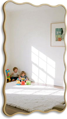 Gold Scalloped Farmhouse Mirror for Bathroom, Entryway, Living Room, 20x30