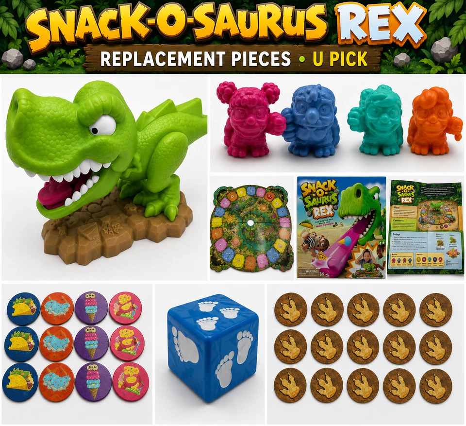 Snack-O-Saurus Rex Ersatzstücke Sie wählen Dino Bauern Spielsteine Würfelbrett - Bild 1 von 1