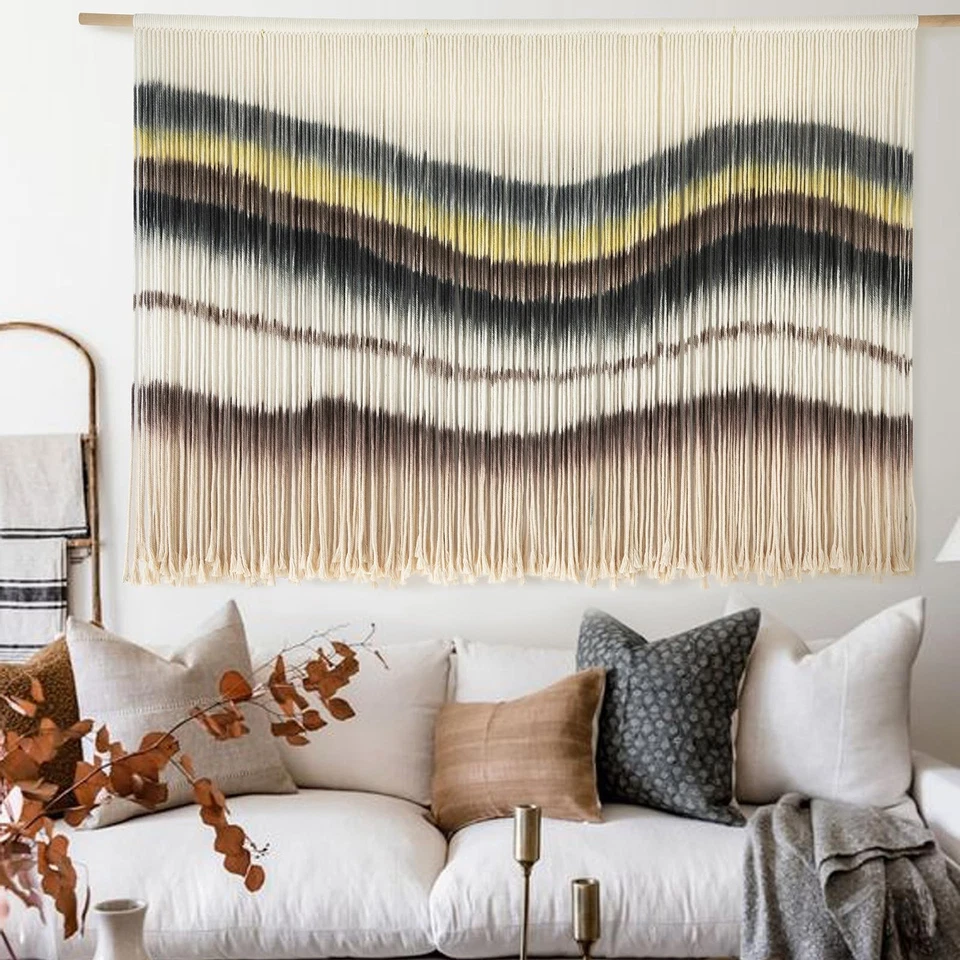 Macrame Wall Hanging Boho Chic Wall Art Macrame Wall Decor Fiber Yarn Tapestr... - Image 3 of 4