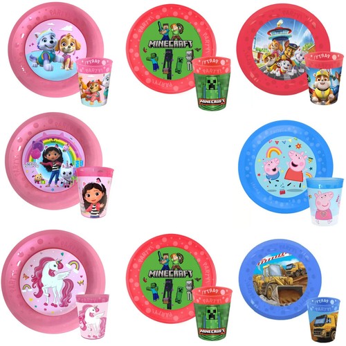 2-Piece Children's Dish Set Minecraft Paw Patrol Party Set Breakfast Set