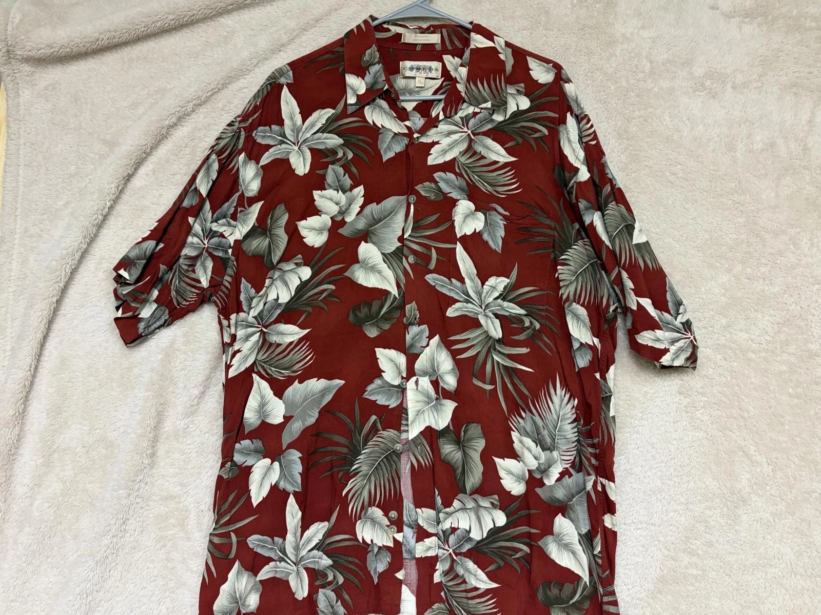 Cimbria Moda Men's XL Rayon Hawaiian Shirt Red Floral