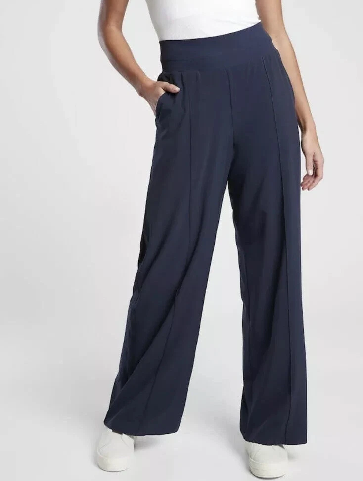 NWT Athleta Nolita Wide Leg City Pants Navy Blue 4T 4 Tall High Waist  Travel