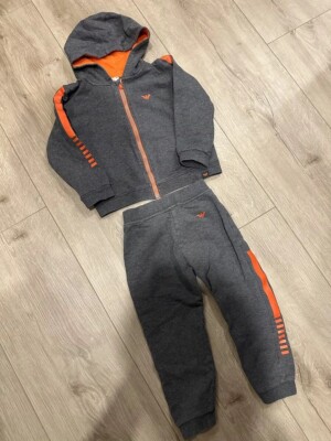 Armani Junior kids boy's Grey/orange cotton tracksuit size -3T (36m)  Pre-owned