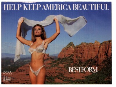 1980s mag print ad Bestform LYCRA brassières underwear support scenic America