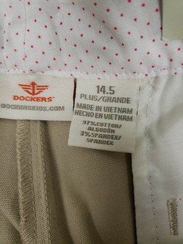DOCKERS Girls Plus Khaki Beige Pants Skinny Bootcut Stretch Pockets Sz 14.5 NWT - Picture 6 of 11