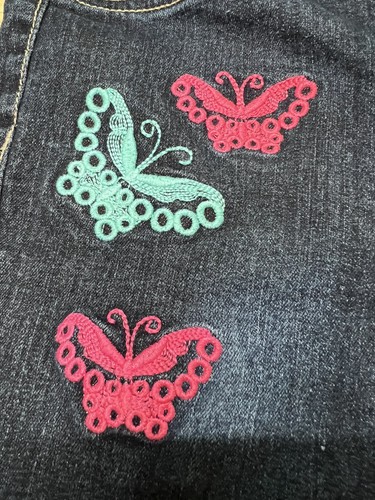 Adorable Route 66 Girls Jeans Size 14 Embroidered Butterflies Elastic Waist EUC! - Picture 3 of 8