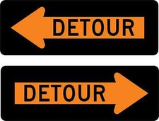 DETOUR SIGN Vinyl Decal / Sticker ** 5 Sizes **  