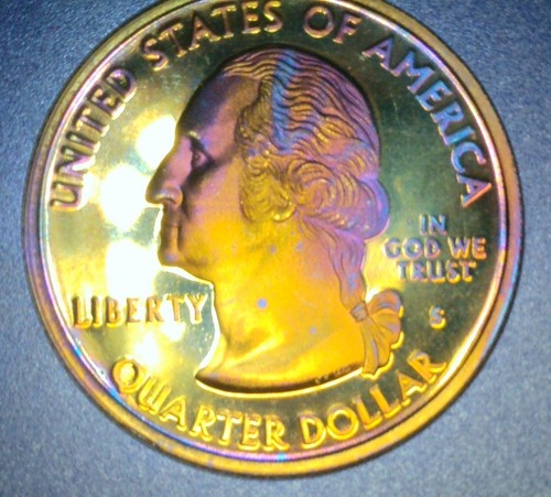 2008 S RAINBOW TONED Proof Quarter 5 COIN SET with Case, Box, & COA - Picture 8 of 12