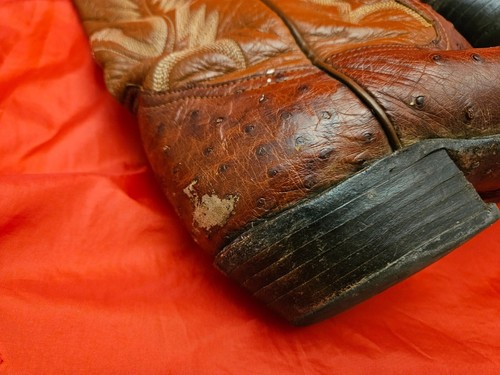 Tony lama Men's Size 9.5D Full Quill Ostrich Cowboy Western Boots Made USA ROUGH - Picture 11 of 24