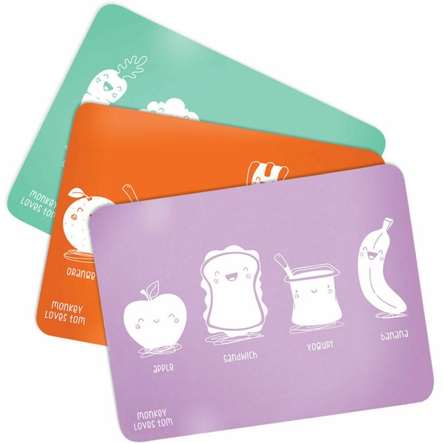 3 Pack Silicone Roll Up Reusable Childrens Placemats Designed By