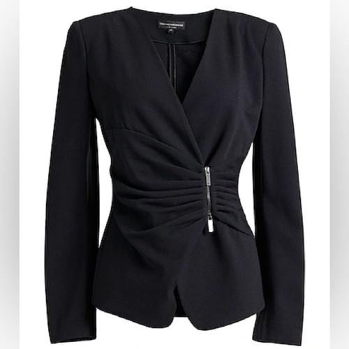 Emporio Armani Black Draped Zip-Front Blazer Women’s Size 44 (Size 8)