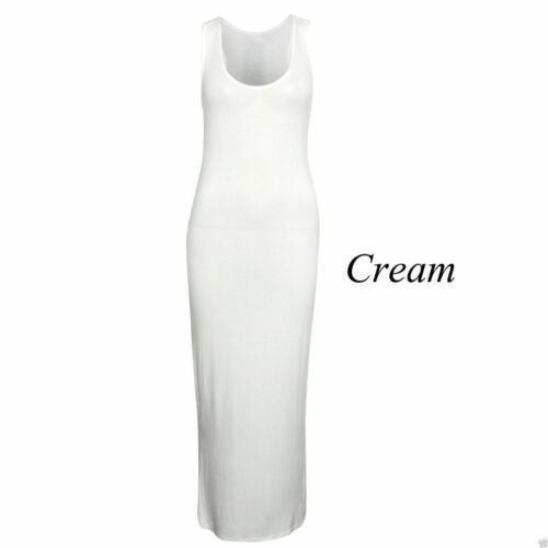 Womens Racer Maxi Dress Jersey Long Summer Muscle Vest Maxi Back Size 8-26 - Picture 20 of 23