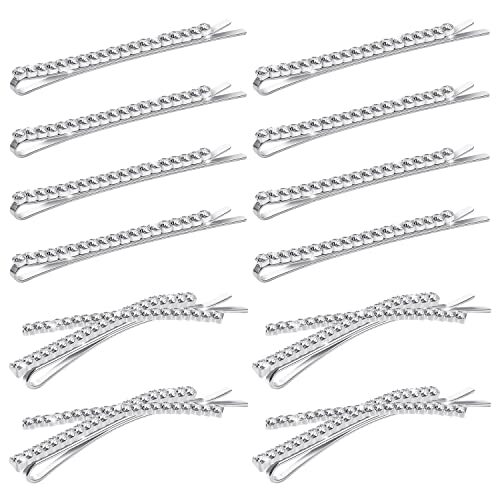 12 Pcs Rhinestone Bobby Pins, 8 Silver Metal Hair Clips 4 X Shaped Silver X - Picture 1 of 7