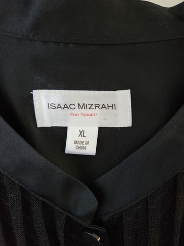 Isaac Mizrahi X Target Seidenmischung Smoking Bluse XL schwarz Falten französische Manschetten - Bild 4 von 11