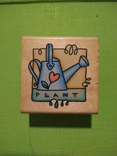 Water Can Heart Shape Flower Plant Rubber Stamp By STAMPENDOUS