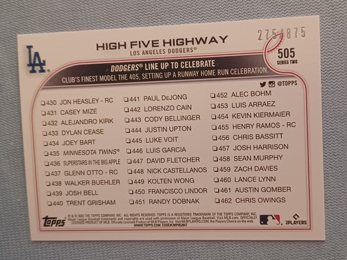 2022 Topps Gavin Lux Mookie Betts Pictured Retail Foilboard /875 #505 ๐ฅ๐ - Picture 3 of 3