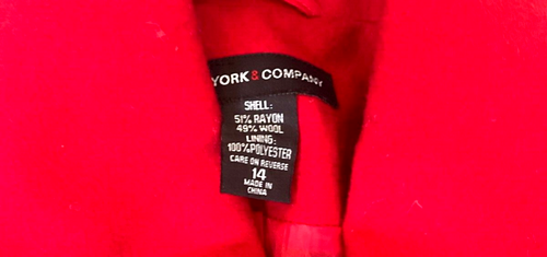 New York & Company Double Breasted Pea Coat Polyester/Wool Blend - Red-Size 14 - Picture 5 of 10
