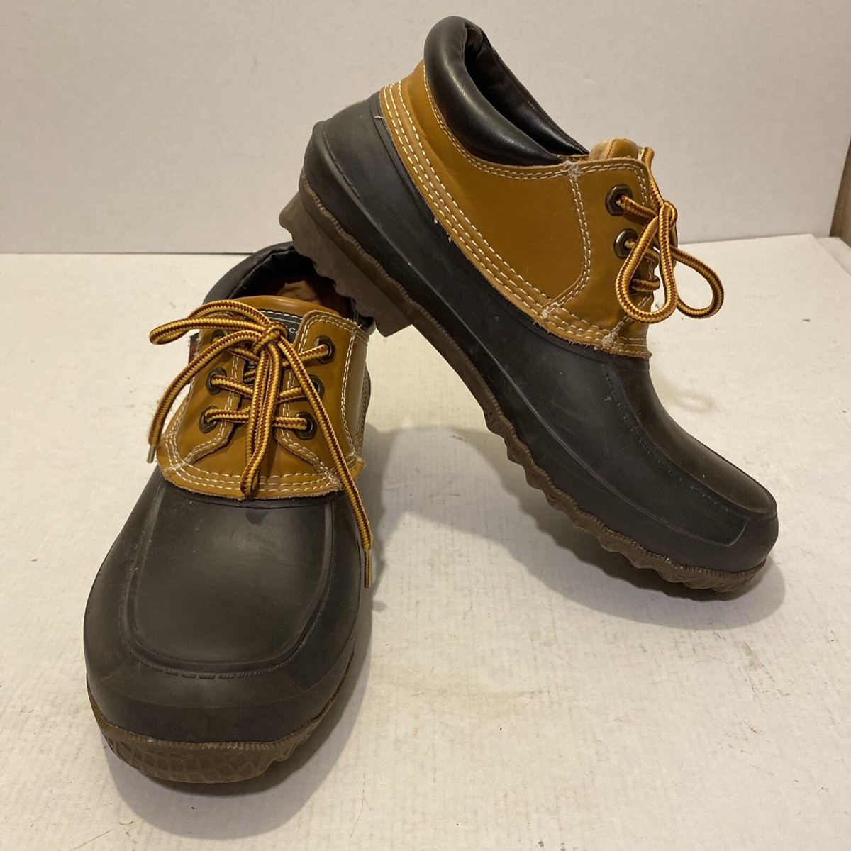 G.H. Bass Duck Boots Womens 8M Black Leather Rain Boot 