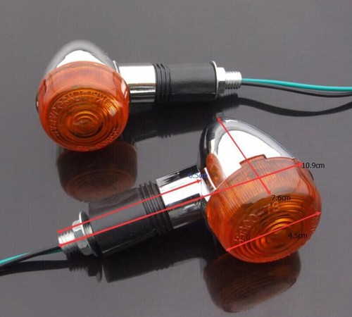 Paar Motorcycle Turn Signals Blinker Light Black Amber For Yamaha Kawasaki Honda - Picture 6 of 6