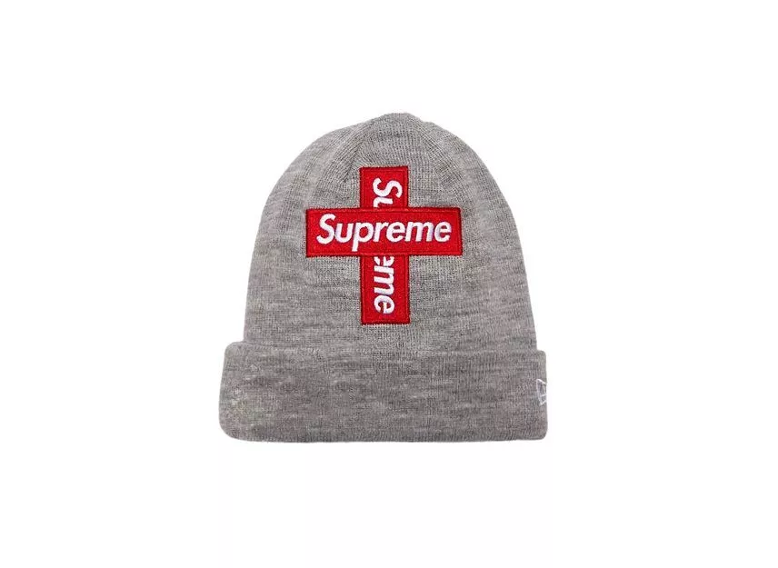 Bonnet gris logo boîte croisée Supreme New Era