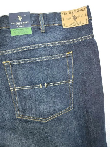 Polo EE. UU. ASSN. Pantalones de mezclilla para hombre azules relajados rectos talla W58xL30 - Imagen 8 de 11